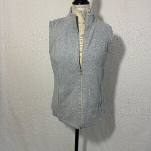 Tommy Bahama Womens Aruba Full Zip Vest Size M Gray Micro Ribbed Soft Stretch